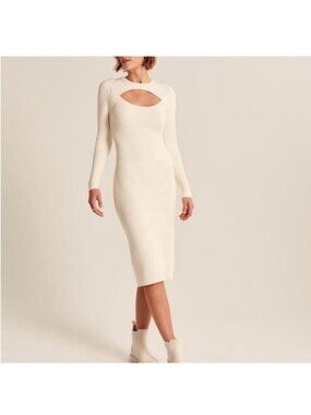 Elegant Cream Knit Dress